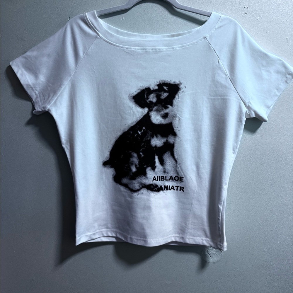White Dog Print T-Shirt
